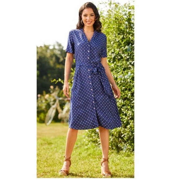 ModCloth “Playing House” Polka Dot A-Line Shirt Dress – NWOT – Size L - Picture 1 of 5